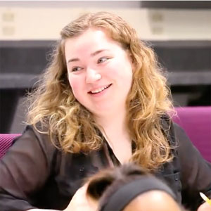 Female student smiling in class