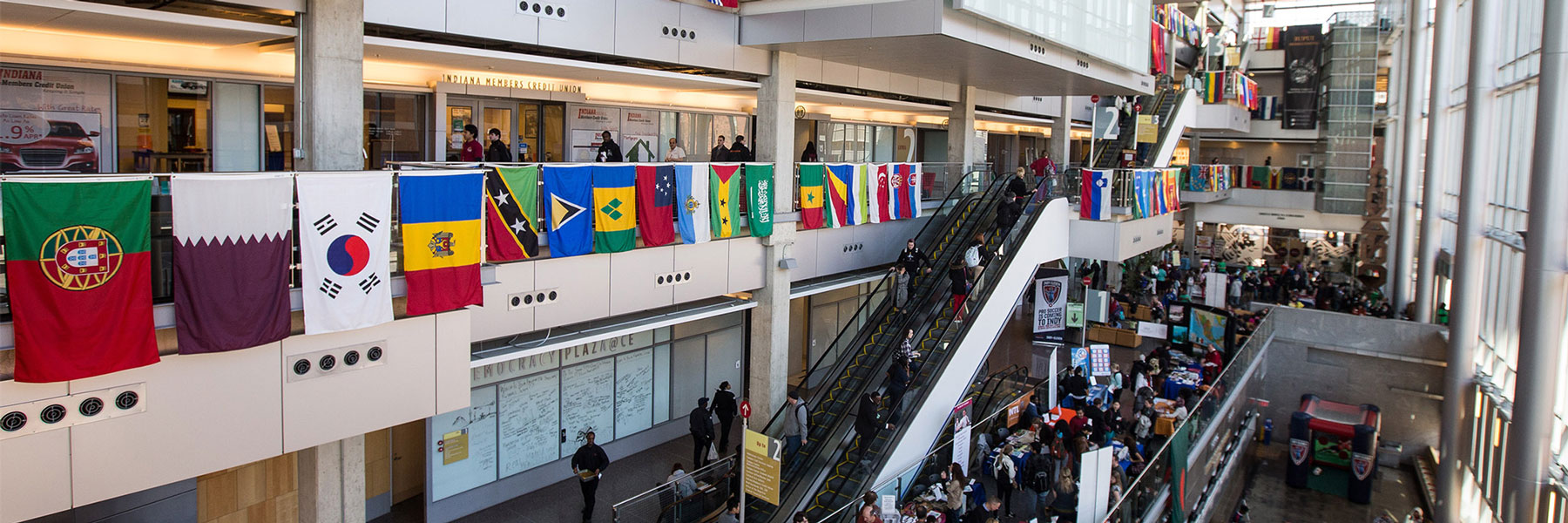 International Flags Hanging in the IUPUI Campus Center